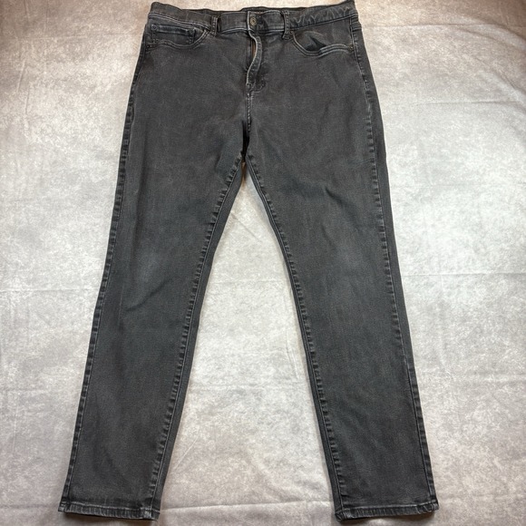 Lucky Brand 410 Athletic Straight Jeans Mens 38X32 BlackMedium Wash Denim Preppy - Picture 4 of 7